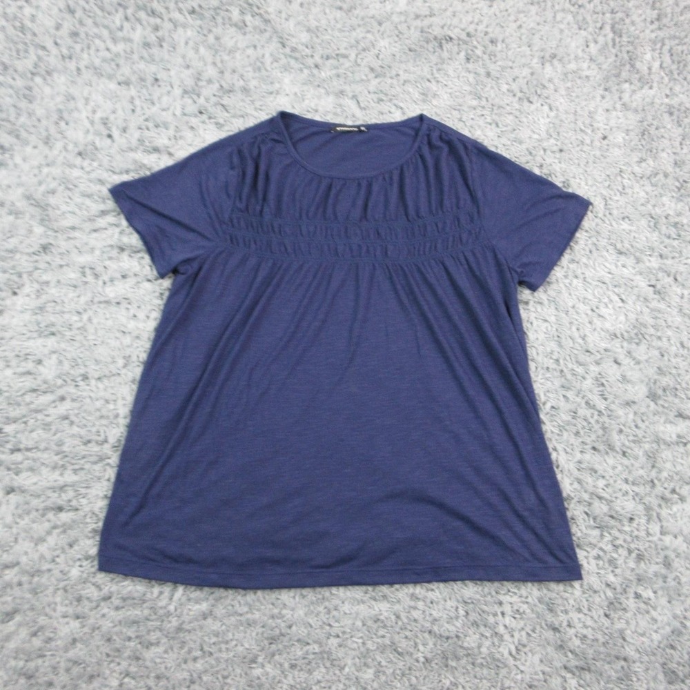 STACCATO Shirt Womens XL Blue Round Neck Short Sleeve Pleated Jersey Relaxed